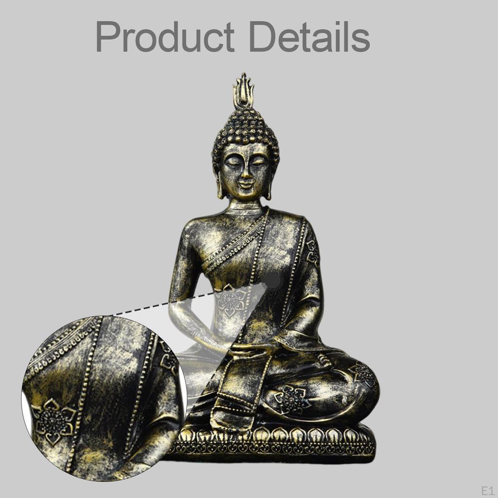 Sitzende Buddha Statue Skulptur Dekorative Religiöse Meditation Tischplatte Ornament Harz