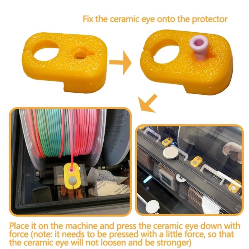 4Pcs/set 3D Printer Protective Adapter Mounting Ceramic Feed Throat Guard For X1 X1C P1P P1S 3D Printer Accessories