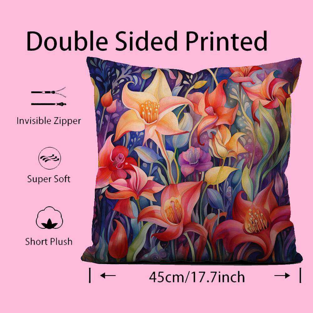 Stunning Colorful Floral Pillow Case Pattern Printing Pillowcase Living Room Sofa Cushion Cover Bedroom Room Decor