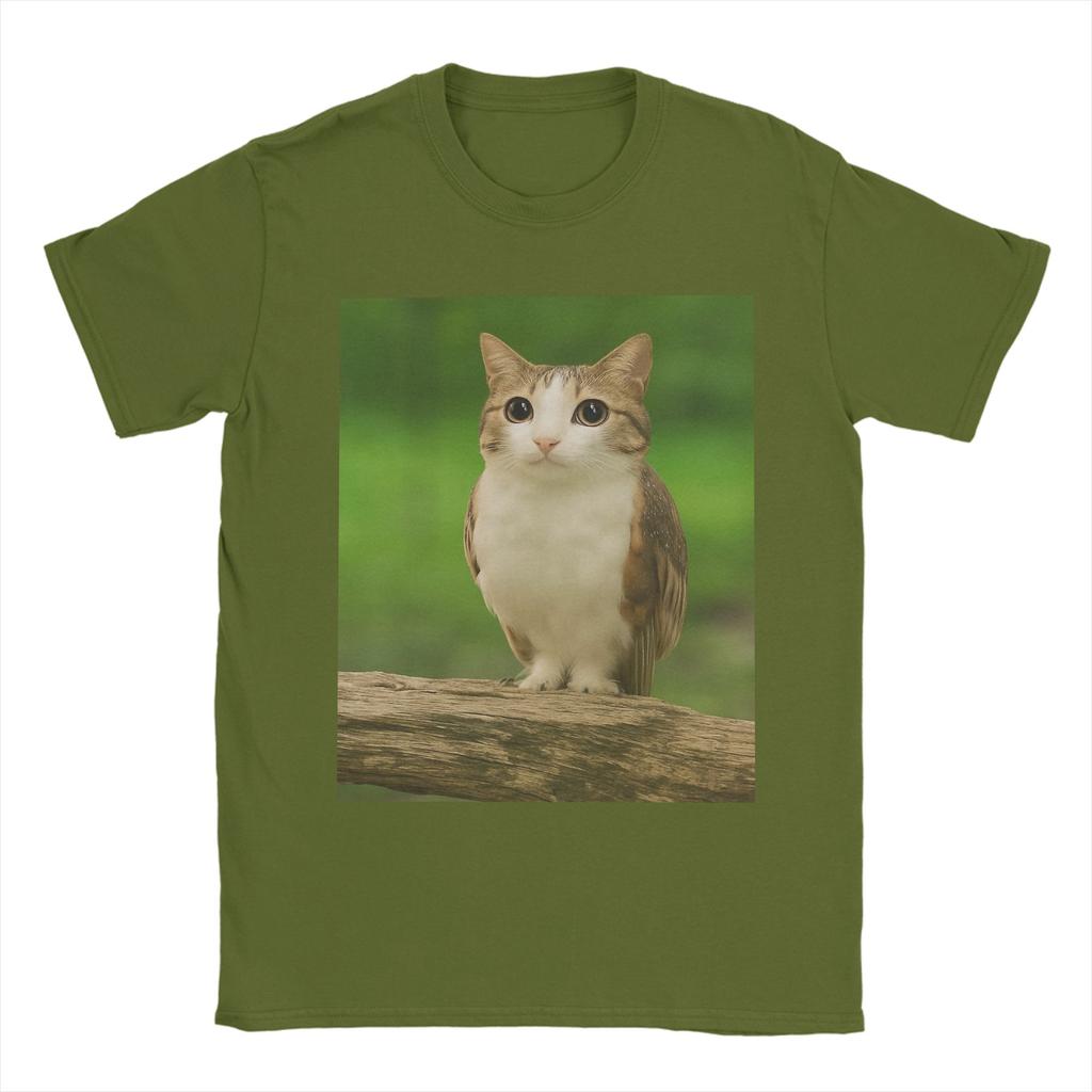Men's Meowl Cat Owl Funny Internet Trendy T Shirt  Cotton Tops Novelty Short Sleeve O Neck Tee Shirt Printing T-Shirts