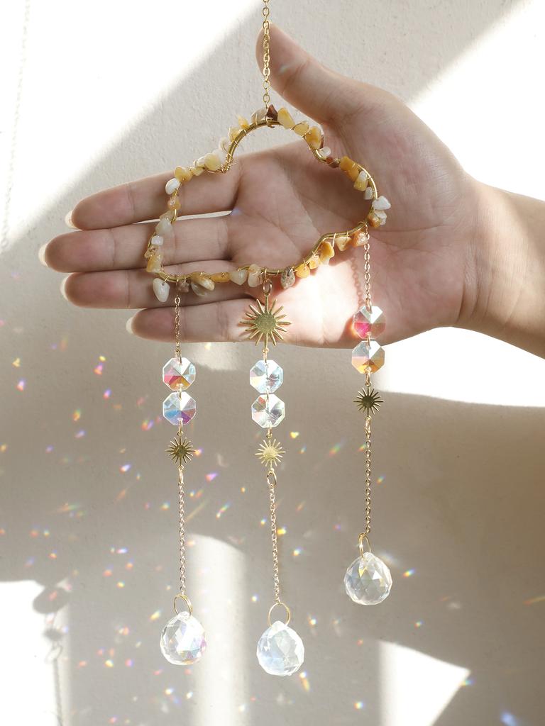Cloud Suncatcher Wall Hanging Crystal Wind Chime Rainbow Maker Light Catcher Car Accessories Christmas Home Decor Sun Catcher