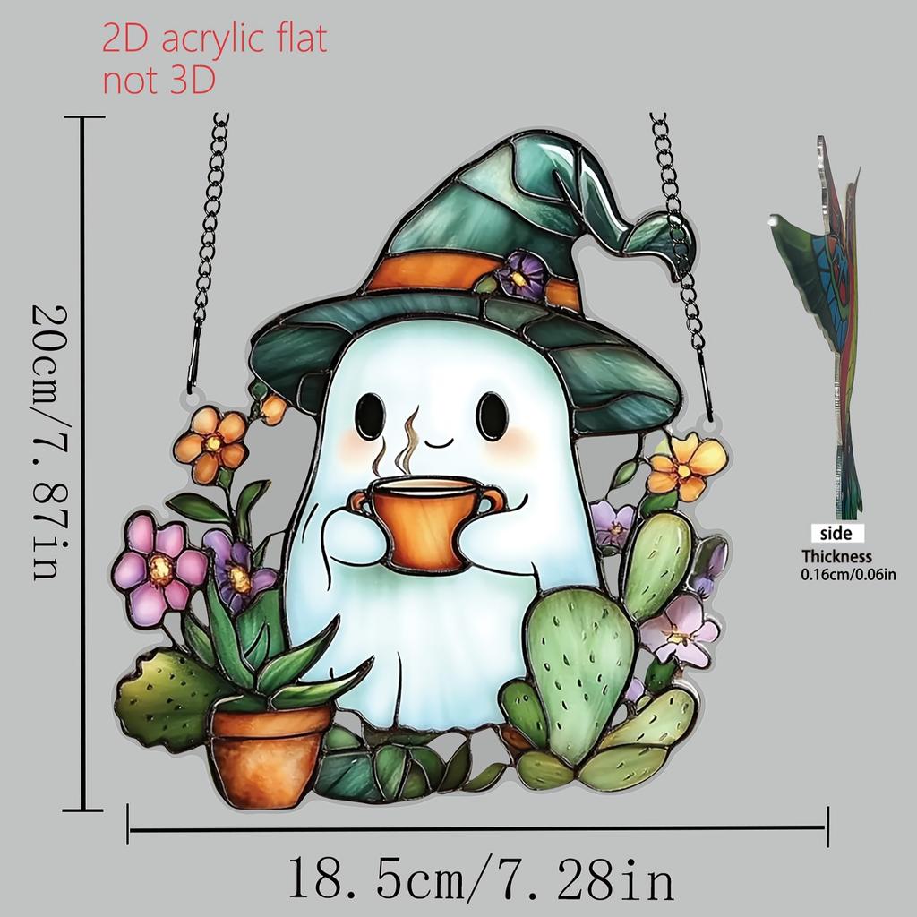 2D Flat, 1pc Light Catcher - Acrylic Window Decoration, Gothic Decoration for Halloween Window Decoration with Haunted House