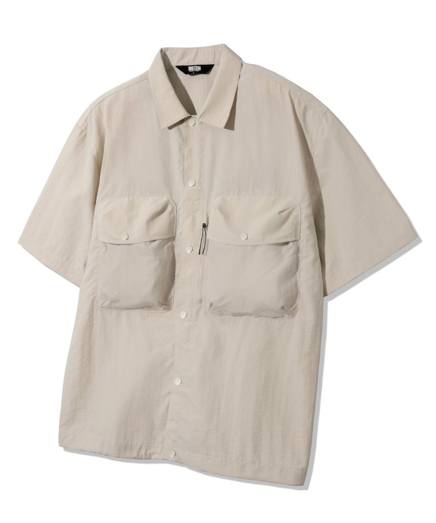 TRILLION Utility Big Pocket Nylon Short Sleeve Shirt [Sand]