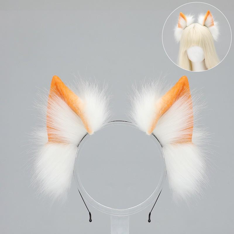 Handmade Kawaii Lolita Wolf Ear Headband Plush Animal Ears Cosplay Accessory Anime Convention