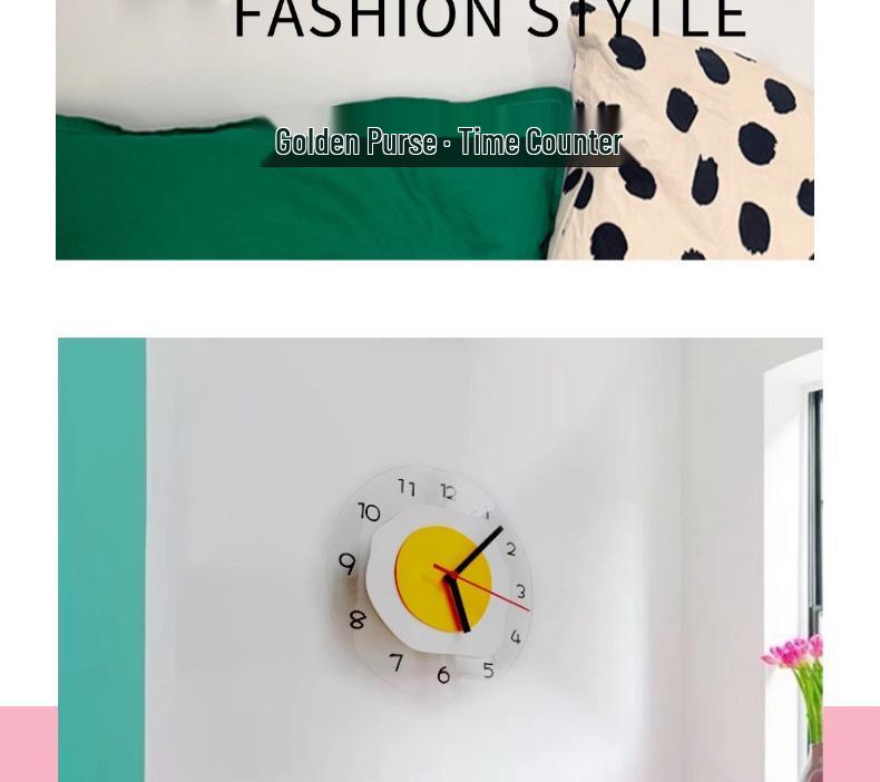 Creative Fried Egg Glass Wall Clock - Ultra-Quiet Childlike Design for Bedroom and Dining Room