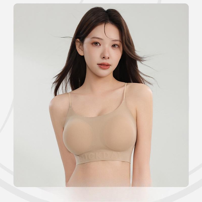 

Female Small Breast Gathers To Show Big Thin Shoulder Belt Invisible Without Trace To Wipe Breast Vest Type Underwear XL тілесний