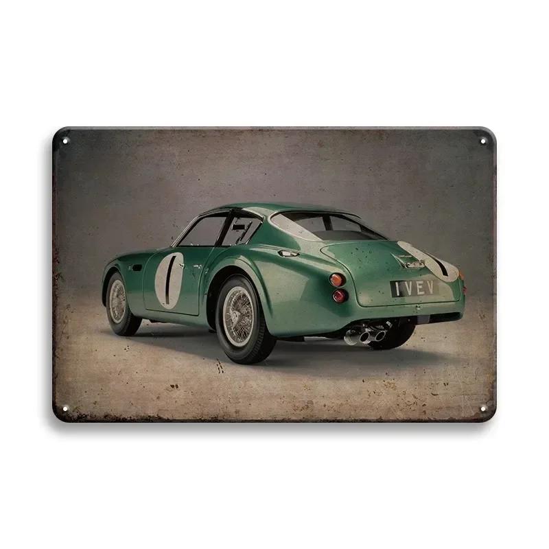 Vintage Fahrzeug Metallblechschild Plakette Retro Blechmalerei Rennwagen Poster Wandkunst Aufkleber Heimbar Garage Dekoratives Plat