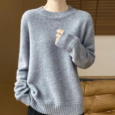 Sweater for Women Autumn Winter Thickened Pullover Warm Solid Color Stretchy Long Sleeve Oversize Jumper Tops
