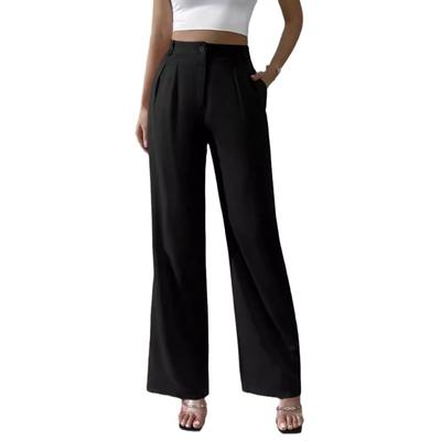 Women's New Elegant Solid Colour Premium Draped Wide Leg Formal Pants Trousers Suit Pants