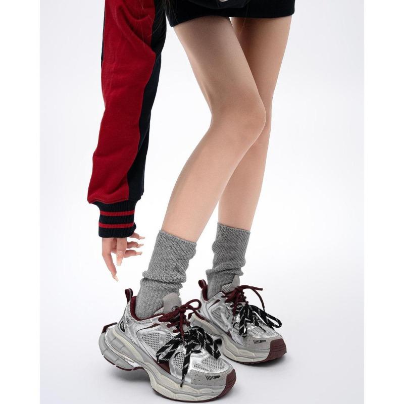 Scarpe rialzate con suola spessa da donna autunno nuove retrò paio di lacci mesh traspiranti scarpe sportive casual