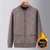 Men's Thickened Knit Cardigan - Warm, Velvet-Lined Sweater for Middle-Aged and Elderly, Perfect for Autumn and Winter.