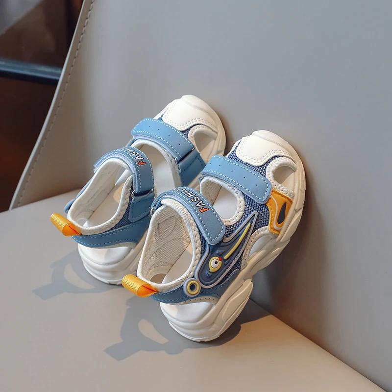 Unisex Children Beach Shoes for Toddlers Boys Girls 2025 Summer Kids Sandals Anti-kick Toe-covered Cut-outs Breathable Cute Soft
