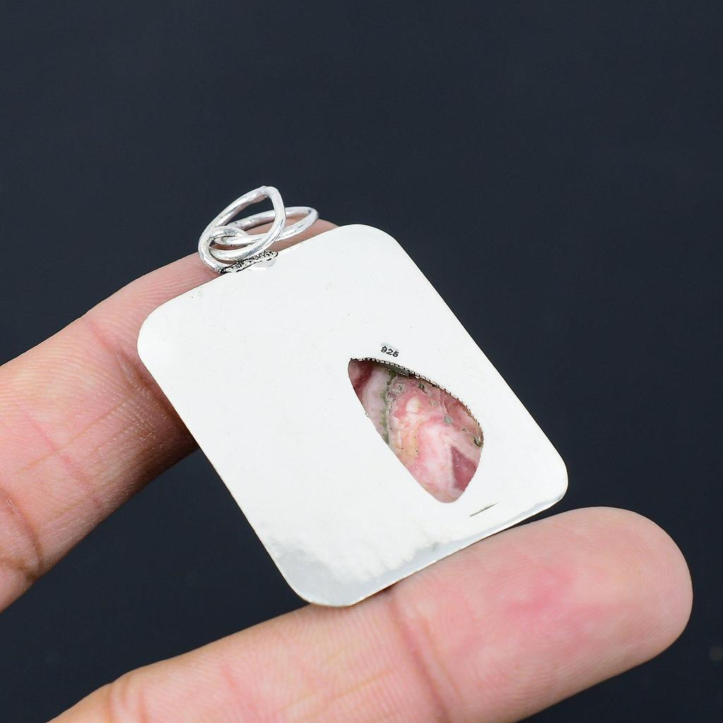 Sterling Silver Rhodochrosite Stone Handmade Mother Heart Chakra Wedding Pendant