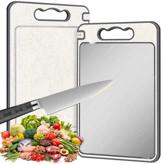 Titanium Cutting Board with Built-In Knife Sharpener Garlic Grater & Juice