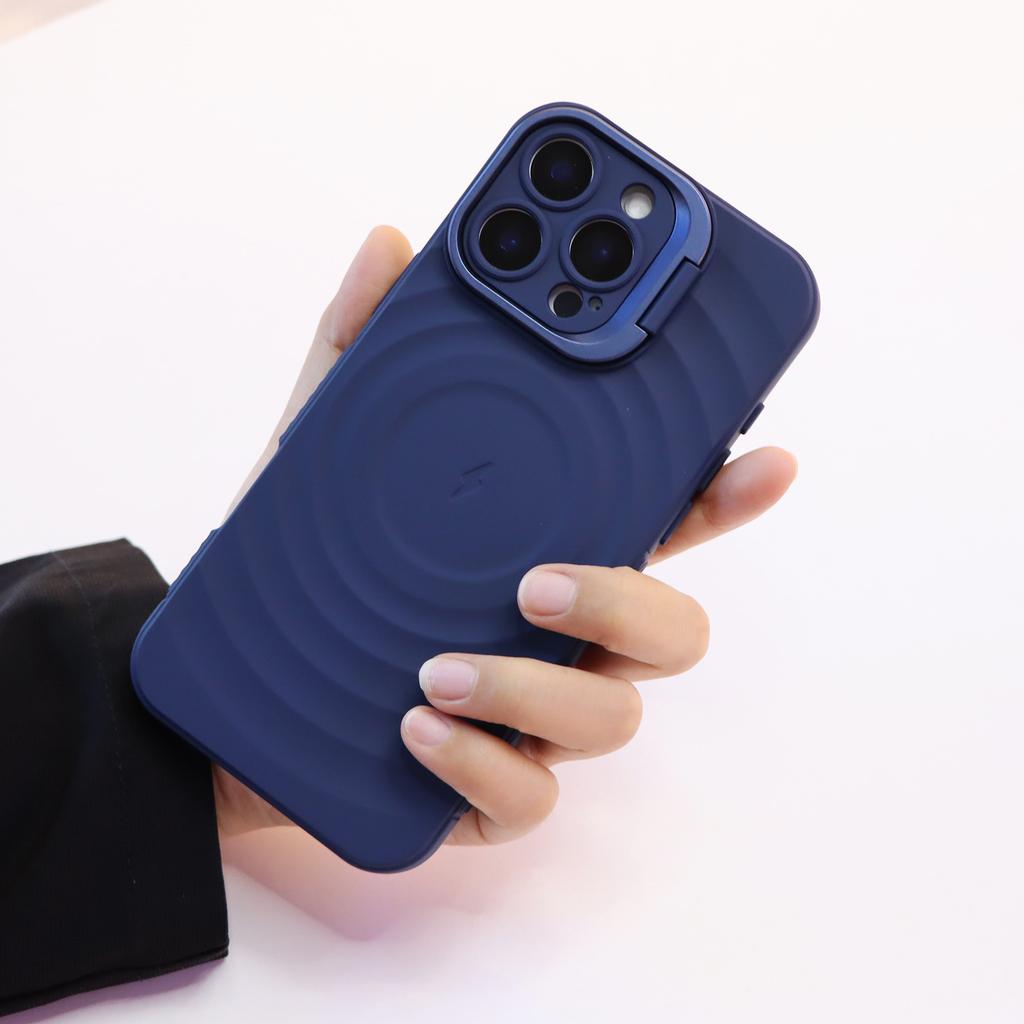 Applicable To IP16promax Corrugated Magnetic 14 Phone Cases, Apple 15 Corrugated Anti-drop 13 Lens Mount Protection Cases