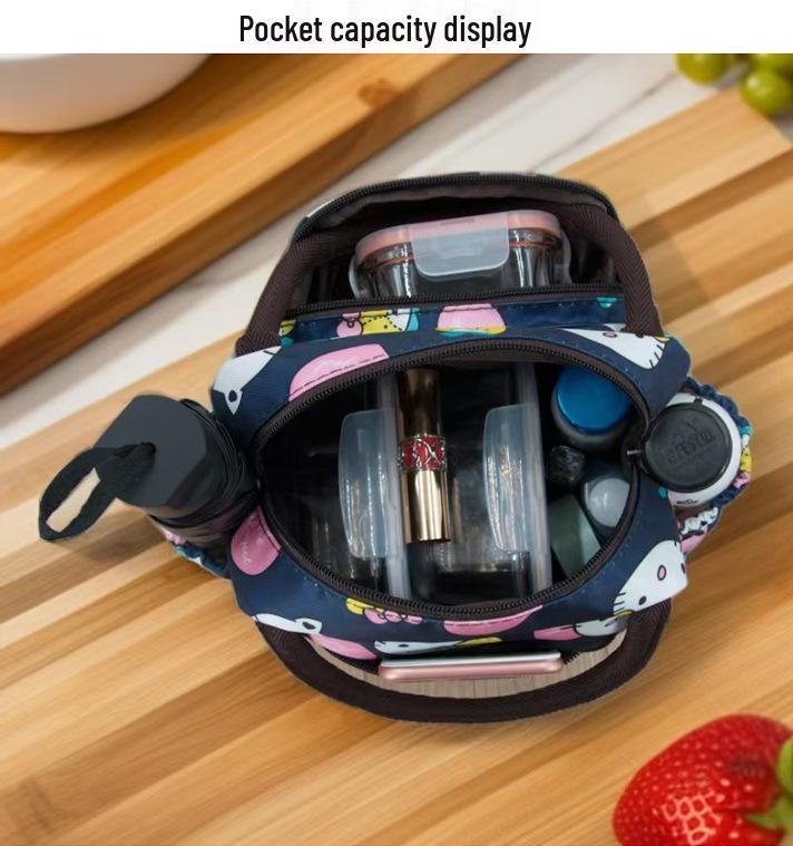 Floral Multi-Zipper Lunch Handbag: Oxford Cloth Mommy Bag with Mobile Pocket