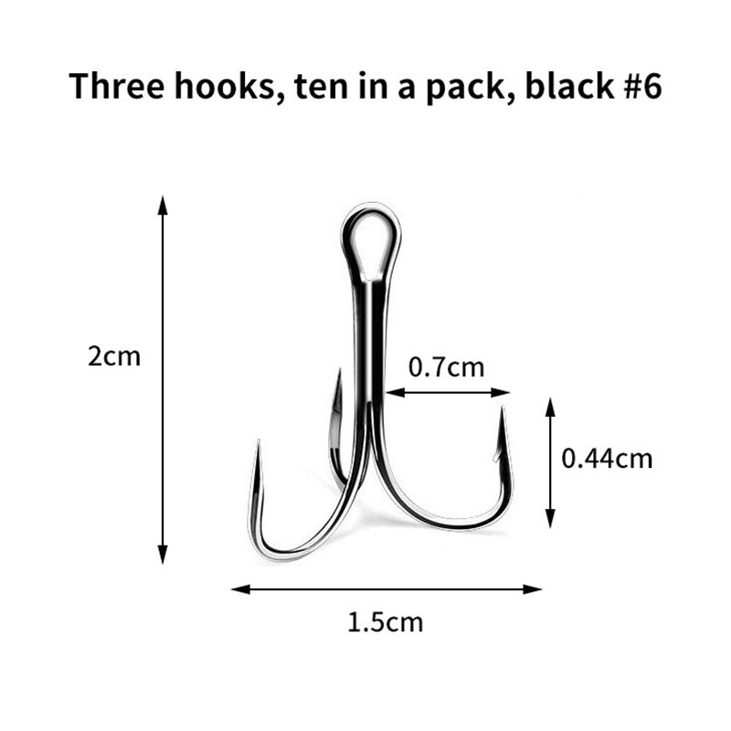 

10 шт. крючков Sanben, крючки Lua, крючки для якорной рыбалки, крючки для морской рыбалки, крючки с тройным когтем, серебристо-черные рыболовные крючки 2#4#6#8#