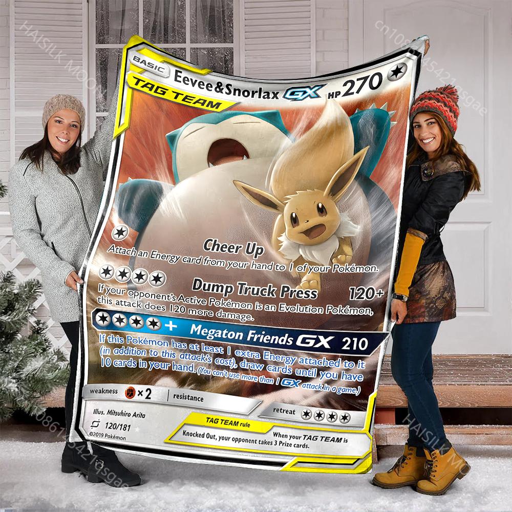 

Pokémon Snorlax Card Print Blanket Adult Children Warm Blankets Home Travel Car Sofa Bed Soft and Comfortable Blanket for Gifts 75x90cm