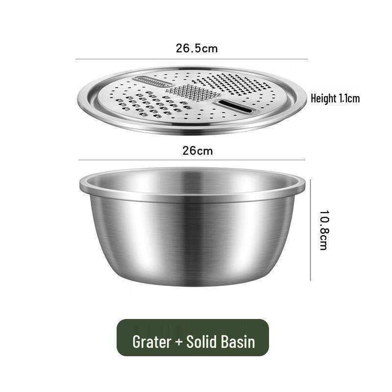 HANDUNYOU 304 Stainless Steel Mixing Bowl & Grater Set