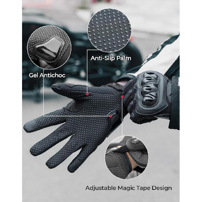 KEMIMOTO Motorcycle Gloves For Men/Women, Touchscreen Dirt Bike Gloves With Shell, Anti-Slip For Motorbike, Riding, Racing, Cycling, Dirt Bike, ATV,