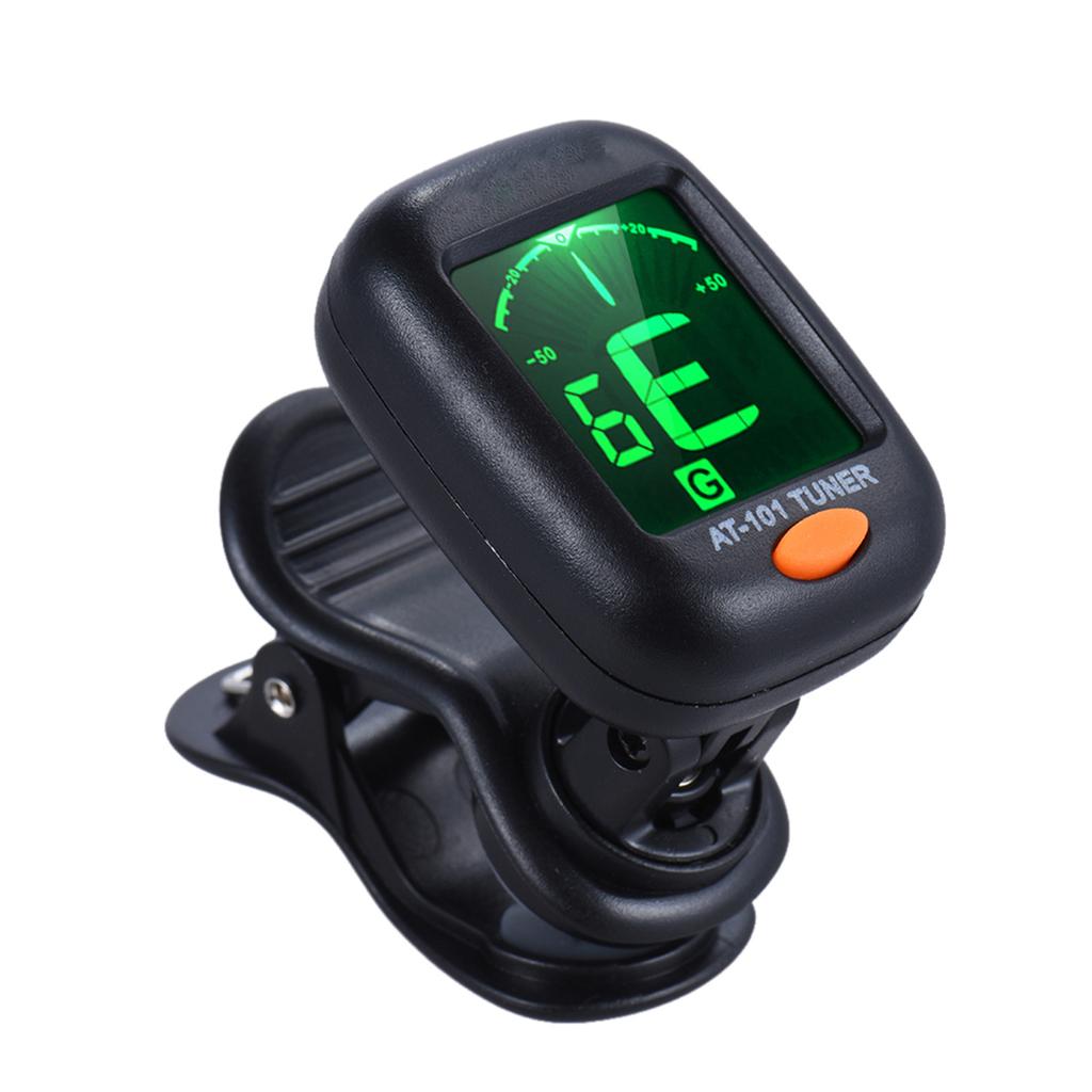 AT-101 Portable Mini Clip-on Digital Tuner with Foldable Rotating Clip High Sensitivity for Chromatic Guitar Bass Violin U