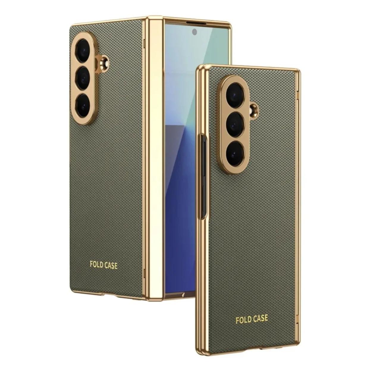 Electroplated Hinge Protection Leather Phone Case