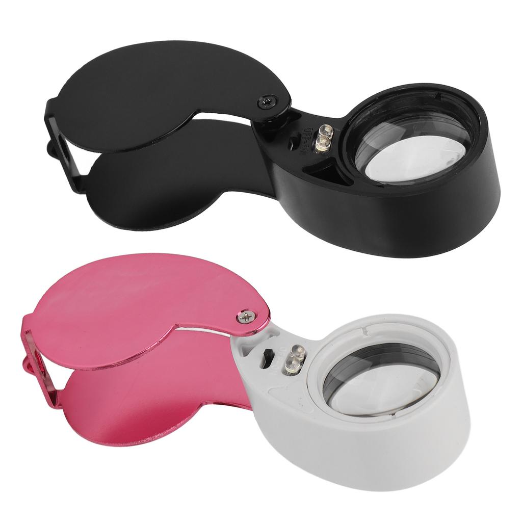 40X Büyüteç Lüp LED Işıklar Yüksek Geçirgenlik Taşınabilir Kuyumcular Lüpü Alüminyum Alaşım Kabuklu