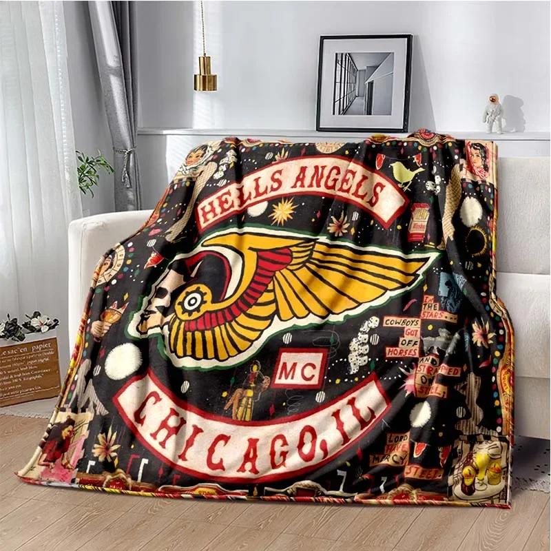 

Hells Angels Motorcycle Club HAMC Logo Blanket Home Sofa Bed Warm and Comfortable Four Seasons Sleep Soft Blanket Gift Airdrop 30x40in