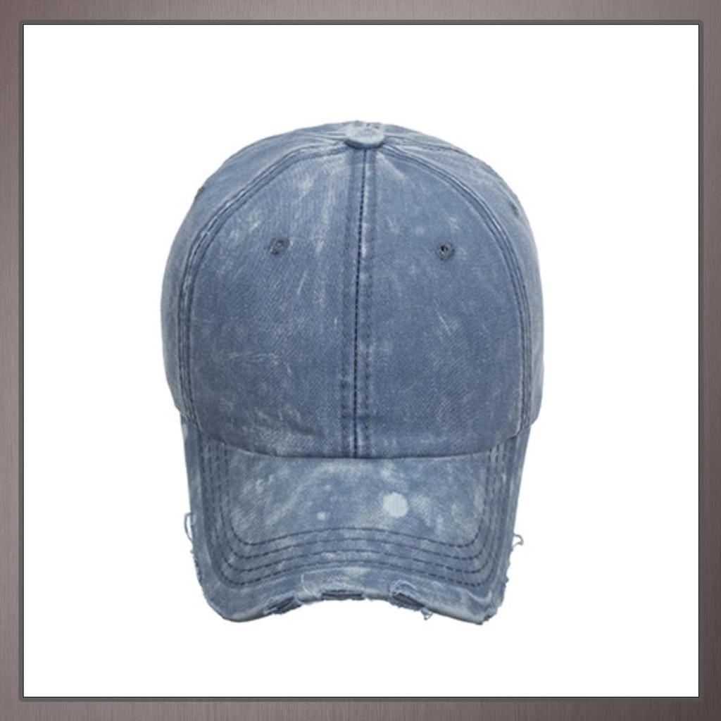 One Limitation Solid Color Distressed Single for Running and Outdoor and CP338 Cap, Color, Activities, Men's Women's, (Blue)