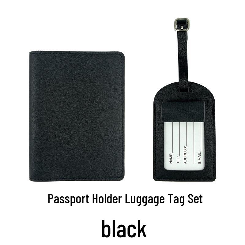 Customizable PU Leather Passport Holder & Luggage Tag Set with Paper Card Inclusion