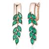 Green Leaf Zircon Dangle Earrings For Women Rose Gold Color Luxury Jewelry Gift Bride Wedding Earrings