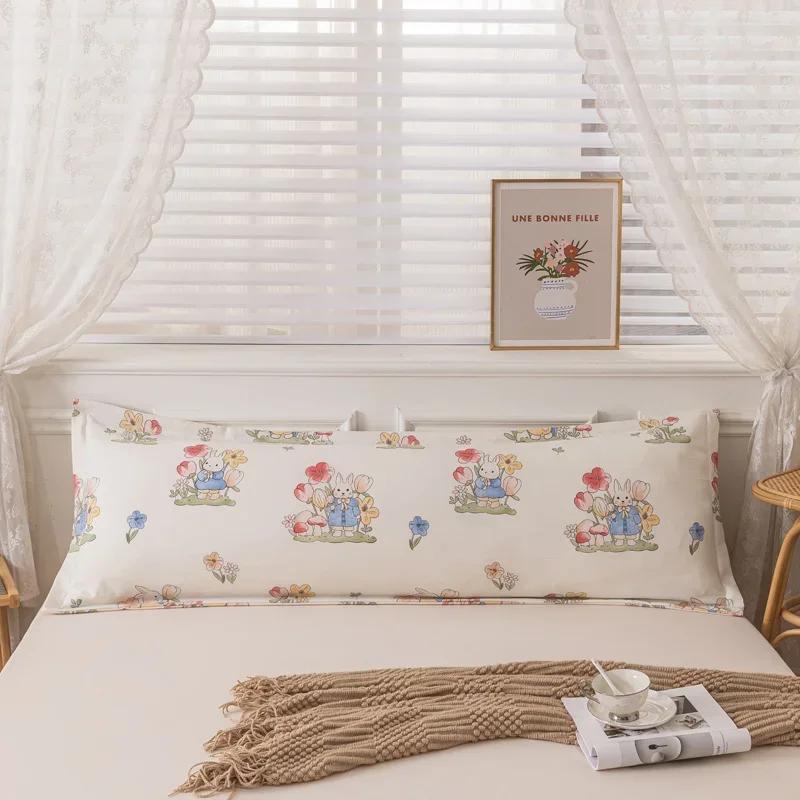 Taie d'oreiller longue confortable en coton doux, double taie d'oreiller longue, imprimés et couleurs unies, décoration de la maison, 120/150/180 cm, 1 pièce