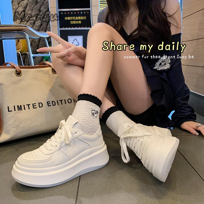 Thick Bottom Women's Casual Shoes Girls Students Daily Footwear Lace Up White Shoes Zapatillas De Mujer Size35-40 Tenis De Mujer
