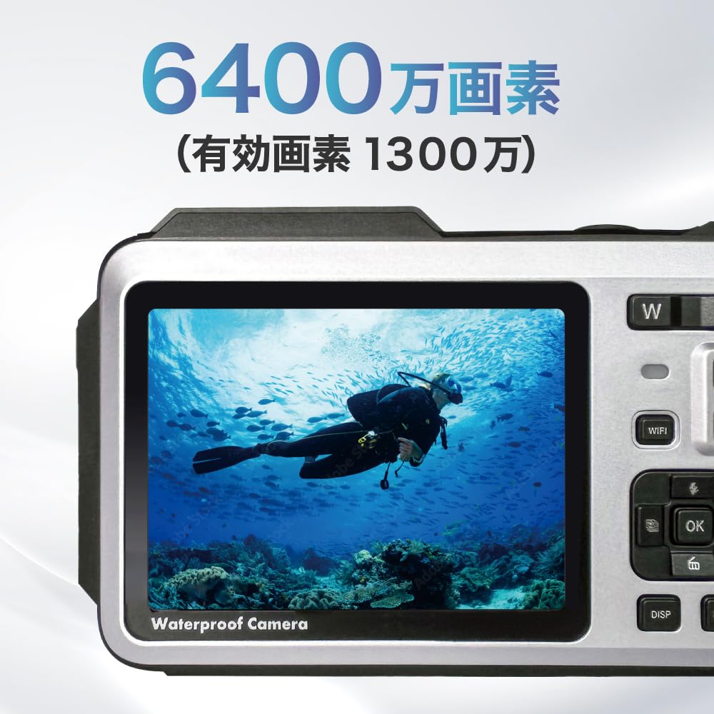 BLUEWIDE Compact Digital Waterproof Dustproof 13MP Effective 4K CALS 16x Digital Suitable for Construction Camera, Silver, & (IPX8), Pixels, Video,