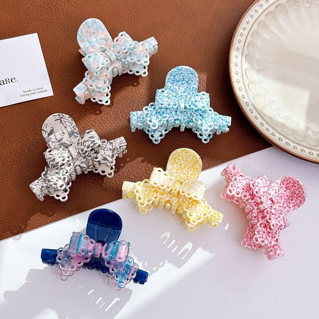 Cute Acetate Lace Bow Hair Claw Clip In Various Colors For Stylish Hair Accessories