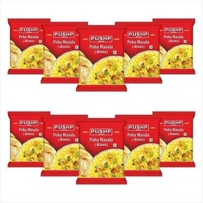 Pushp Brand Jeeravan oder Indori Poha Masala Beutel (100g Packung mit 10)