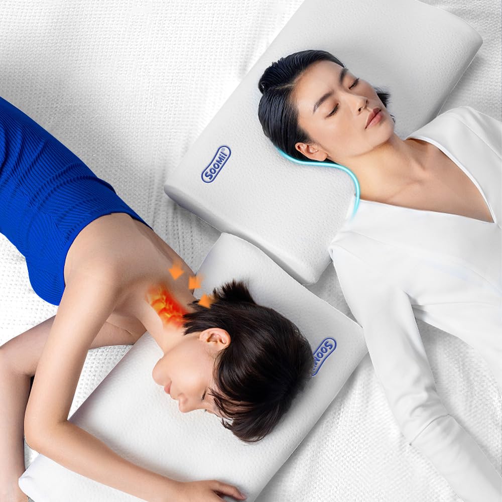 

Soomil Neck Pillow, Supervised by Sleep Experts, Relieves Neck Pain, Memory Foam Sleep Pillow for Side Sleepers, Neck and Shoulder Support, Dual