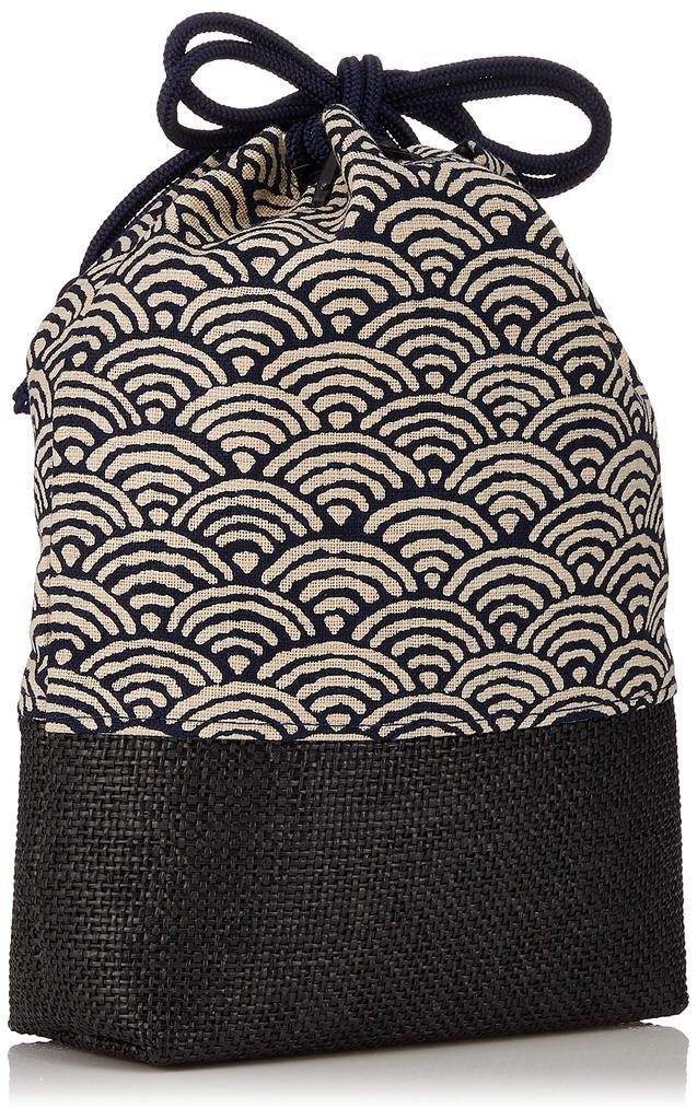 Maruzen Shingen Bag with Seigaiha 20 x 7 x 24 Drawstring Bag Wickerwork, Pattern, cm,