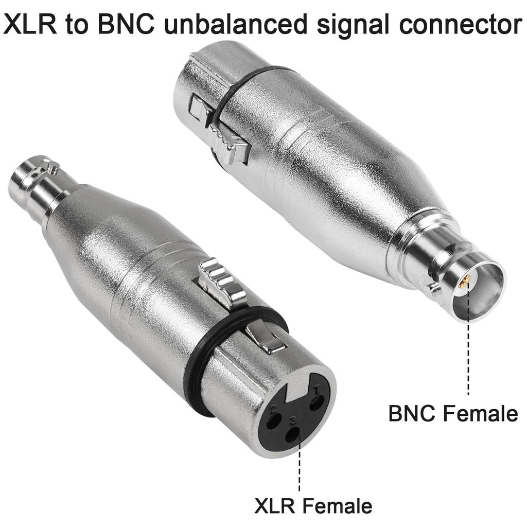 QIANRENON XLR BNC Adapter 3-Pin XLR Female To BNC Female Coaxial Video RF Audio Camera Microphone Mixing Console Extension Converter