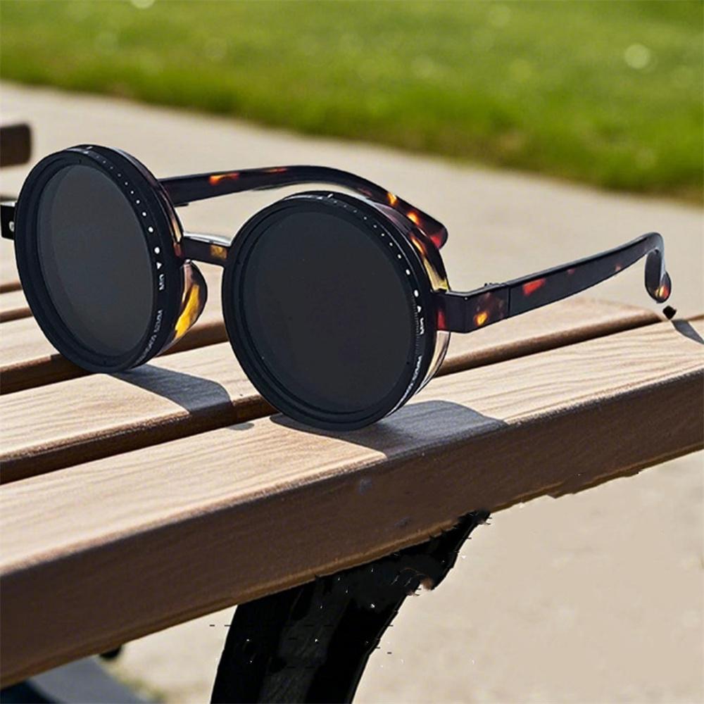 

New ND9-speed Adjustable Sunglasses Men Outdoor Fishing Filter Eyewear UV Protection Vintage Round Sun Glasses Polarized Glasses Other
