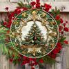 Wooden Christmas Sign with Christmas Tree Pattern - Navidad Round Sign for Front Door Wall Hanging Decor - Ideal Christmas Decoration