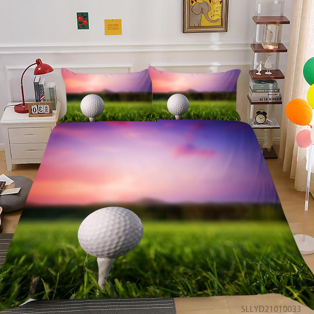 Shopify Polyester Bedding Three-Piece Golf Series Digital Printing