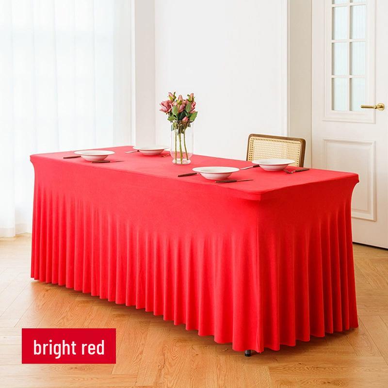 Elastic Table Cover for Wedding Banquet, 6FT Rectangular Skirt, Hotel Party