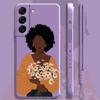 Pretty African Girl Daisy Flower Butterfly Liquid Case For Samsung Galaxy S22 S21 S20 Fe Ultra S10 S9 S8 Plus S10e Note 20 Lite