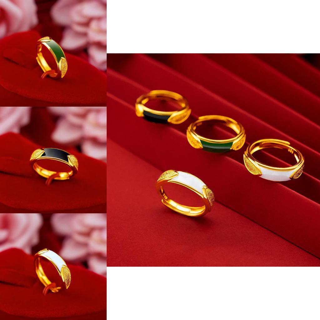 Fashionable Gold Plated Copper Couple Rings With Minimalist Design And Eye-catching Geometric Shapes