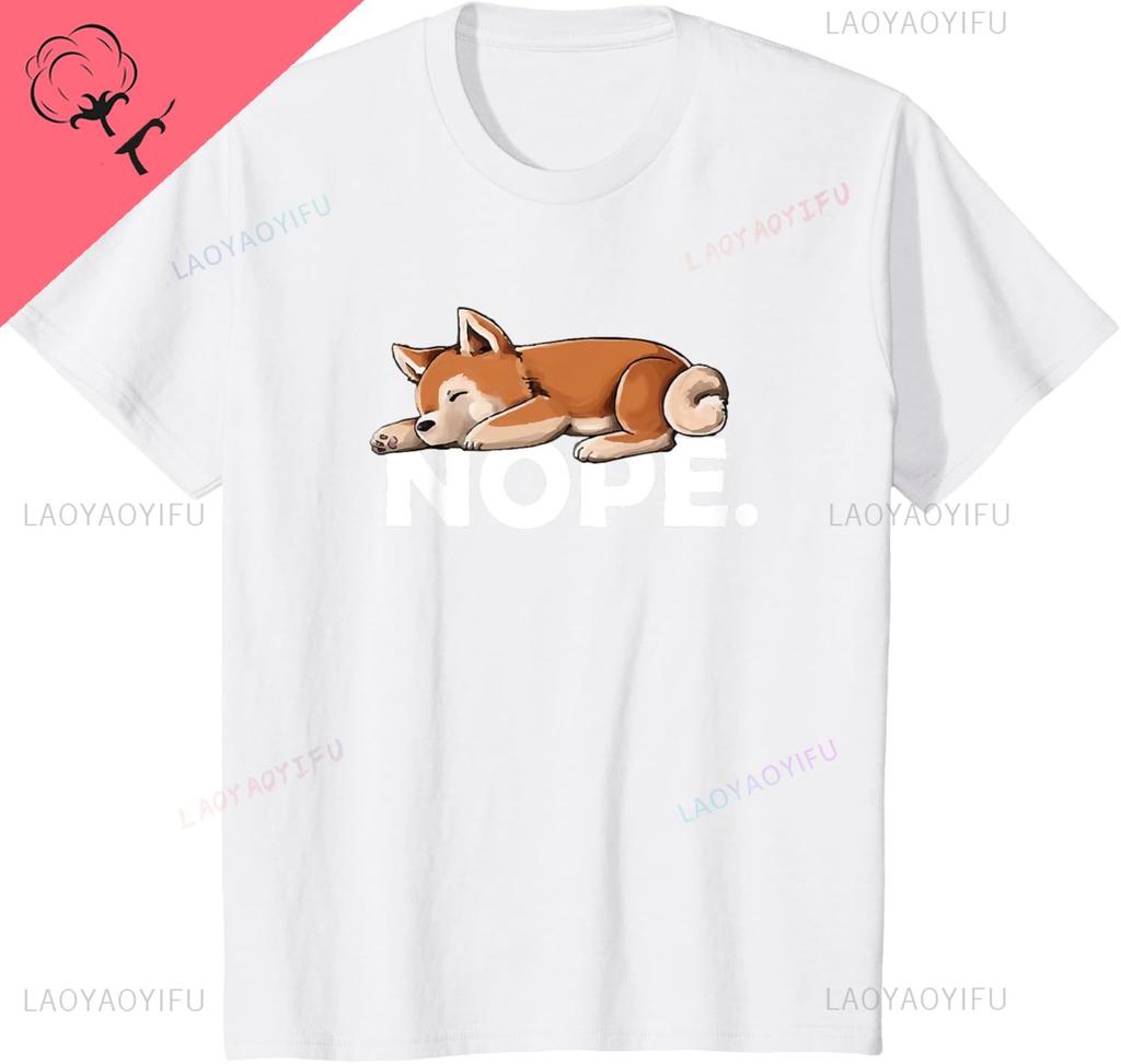 Doge Meme Lover NOPE Shiba Inu TShirt Breathable and Comfortable Casual Custom Printed Graphic T Shirts Camiseta Hombre