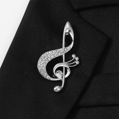 Damen Brosche Funkelnder Strassstein Eingelegt Musiknote Form Anti-Exposition Schnalle Anzüge Hemden Pullover Taschen Anstecknadel Outfit Zubehör
