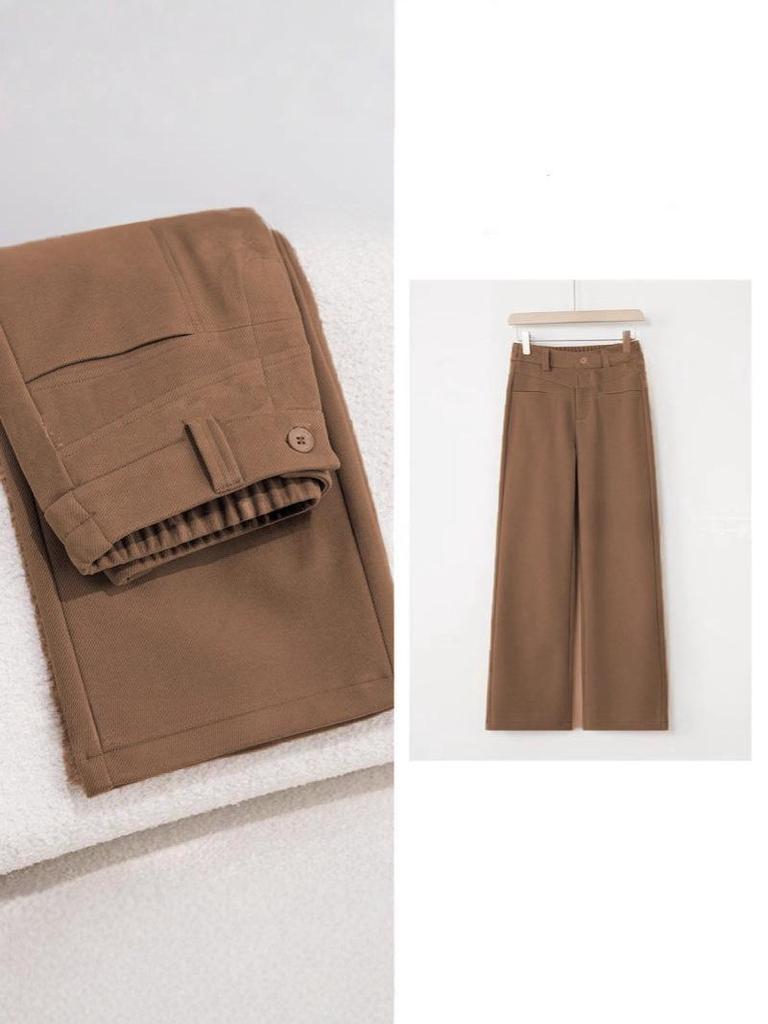 Luxuriöse High Fashion Kaschmirseide High-Waist Schlankmachende Schmale Gerade Bein Hose für Herbst & Winter