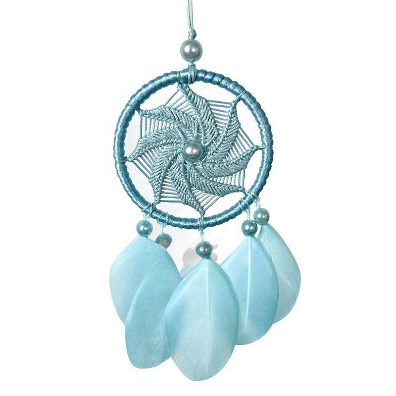 

Небольшая ветряная мельница, автомобильные аксессуары, ручная работа, сетка для ловли снов, перо, подвеска для зеркала заднего вида, украшение для салона автомобиля синий