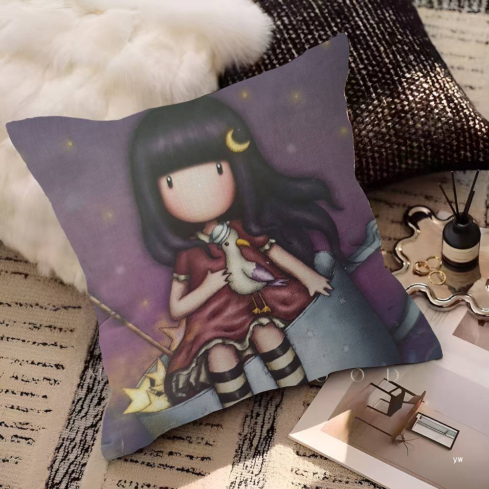 S-Santoro-Gorjuss Cute Cartoon Cushion Cover Polyester Sofa Cushions Decorative Throw Pillows Home Decoration Pillowcover
